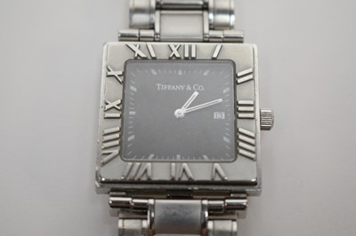 Lot 76 - Tiffany & Co Square Atlas: a steel cased wristwatch