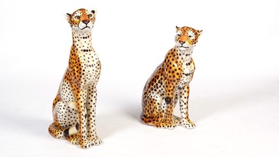 Lot 140 - Two Italian pottery cheetahs