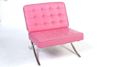 Lot 22 - Pink Leather 'Barcelona' chair