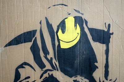 Lot 143 - BANKSY - "Grim Reaper" Anti-Iraq War Protest March Plaqard | spray paint on cardboard