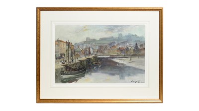 Lot 1060 - Thomas Swift Hutton - Whitby Harbour | watercolour