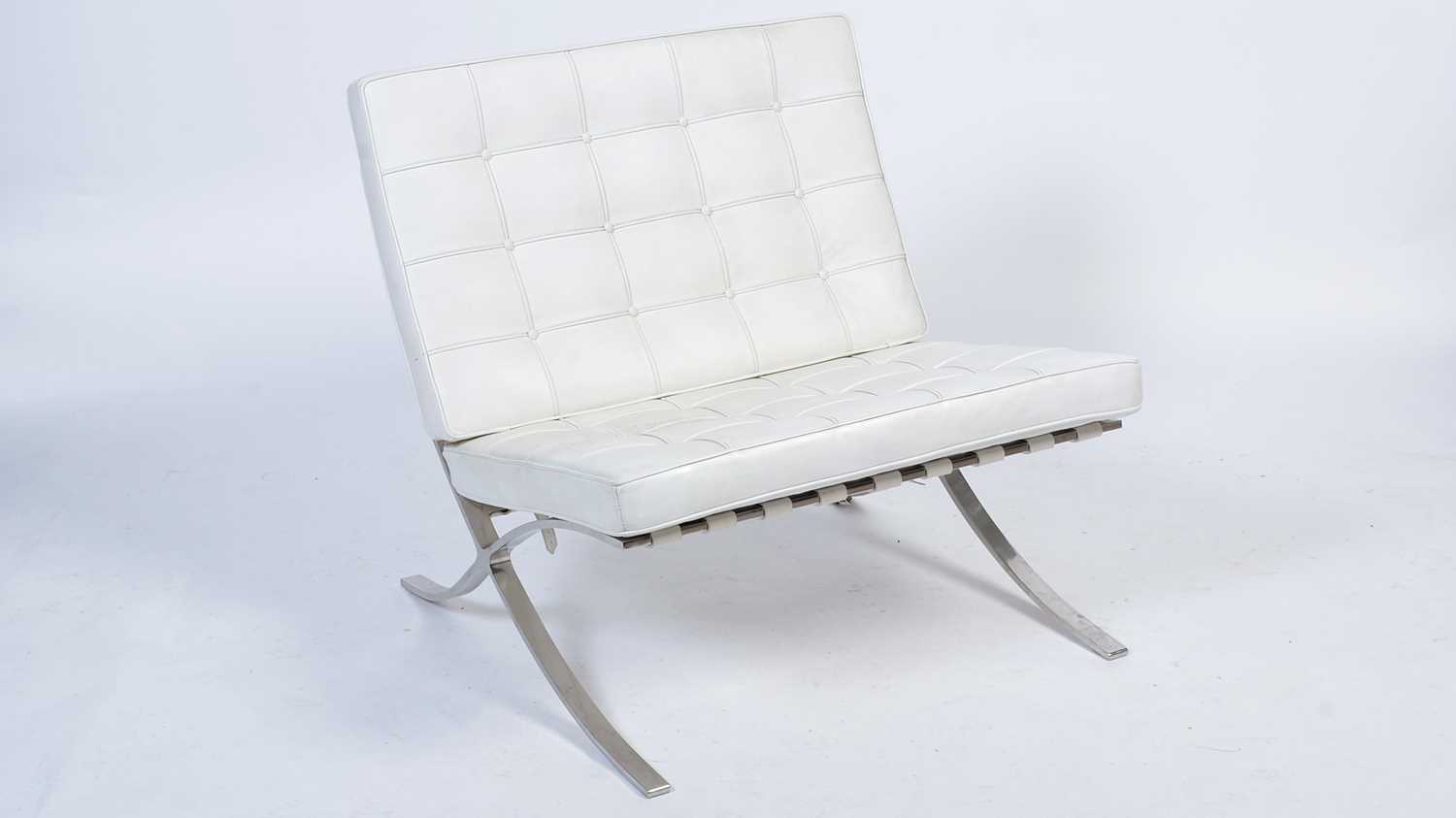 Lot 25 White Leather 'Barcelona Chair'