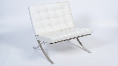 Lot 25 - White Leather 'Barcelona Chair'
