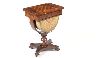Lot 1463 - A William IV rosewood games/sewing table