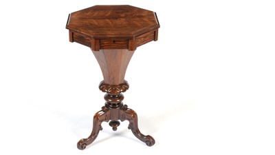 Lot 1466 - A Victorian rosewood tripod worktable