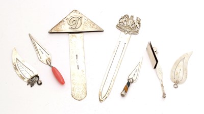 Lot 494 - Seven silver bookmarks