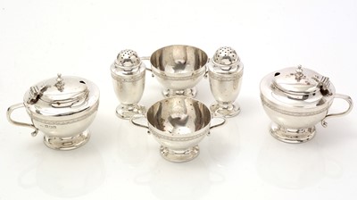 Lot 151 - A Great War period six-piece silver condiment set