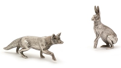 Lot 6 - An Elizabeth II cast figure of a fox; and another figure of a hare
