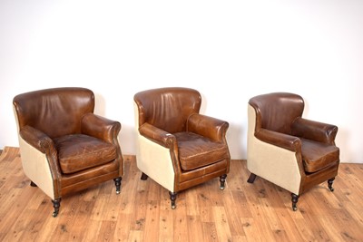 Lot 32 - Artsome for Coach House Collection; set of three leather club style armchairs