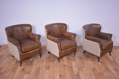 Lot 32 - Artsome for Coach House Collection; set of three leather club style armchairs