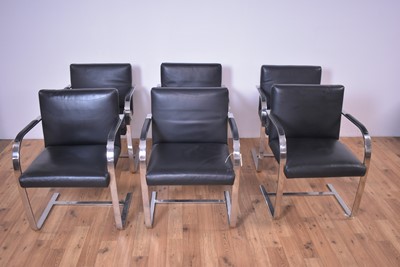 Lot 39 - A set of six contemporary chrome framed office chairs