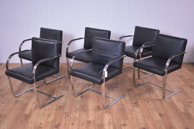 Lot 39 - A set of six contemporary chrome framed office chairs