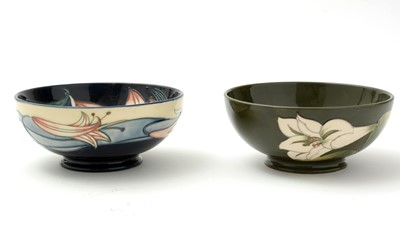 Lot 131 - Moorcroft Bermuda Lily pattern bowl, boxed and another.