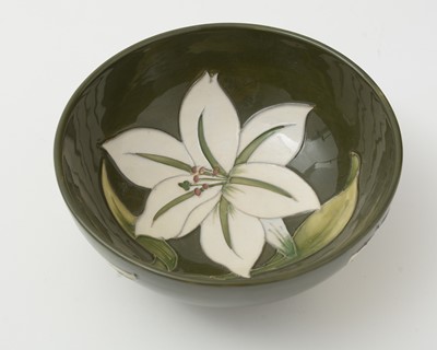 Lot 131 - Moorcroft Bermuda Lily pattern bowl, boxed and another.