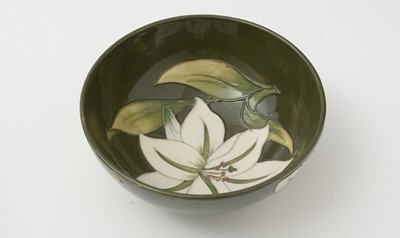 Lot 131 - Moorcroft Bermuda Lily pattern bowl, boxed and another.