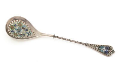 Lot 1592 - An early 20th Century Norwegian silver and plique-à-jour enamelled spoon