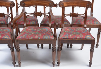 Lot 1417 - A set of eight late Regency mahogany dining chairs