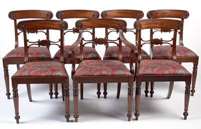 Lot 1417 - A set of eight late Regency mahogany dining chairs