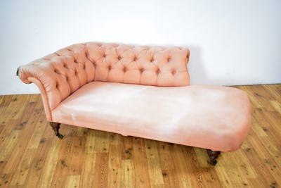 Lot 61 - A Victorian chaise longue upholstered in salmon pink fabric