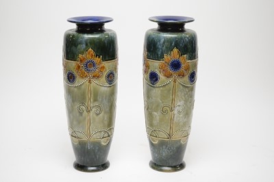 Lot 277 - A pair of Royal Doulton Art Nouveau vases