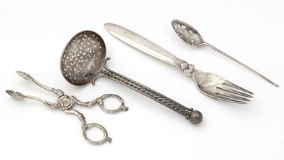 Lot 318 - A Victorian silver sugar sifter ladle; and other silver items