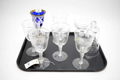 Lot 288 - A collection of etched and coloured glassware