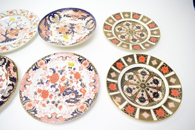 Lot 296 - A set of four Royal Crown Derby ‘Old Imari’ pattern circular plates; together with four other plates