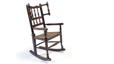 Lot 1475 - A 19th Century oak spindle back child’s rocking chair