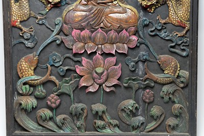 Lot 737 - A carved Chinese wall plaque