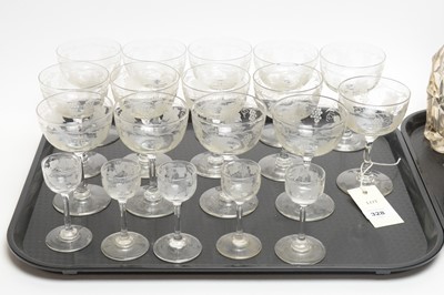 Lot 328 - A collection of etched and other glassware