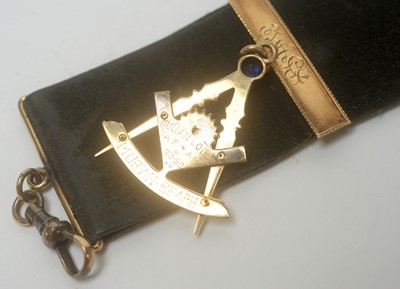 Lot 76 - A masonic fob pendant, and a gold, enamel and turquoise brooch