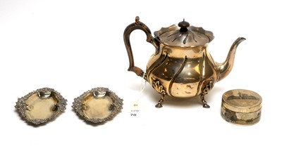 Lot 70 - A silver teapot and other items