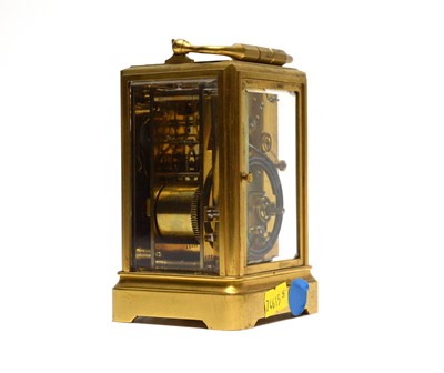 Lot 1260 - A late 19th Century repeating carriage clock, by Klaftenberger