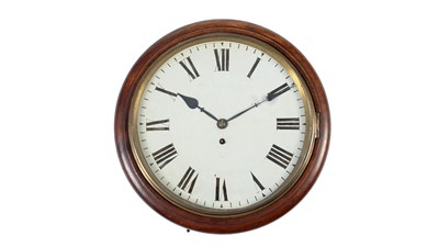 Lot 1268 - A mahogany wall timepiece, late 19th/Early 20th Century poss from Tiptree Station, Essex