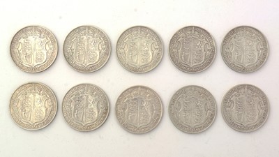 Lot 844 - Ten George V half-crowns