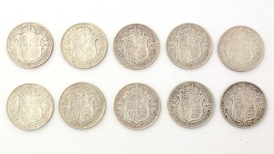 Lot 845 - Ten George V half-crowns