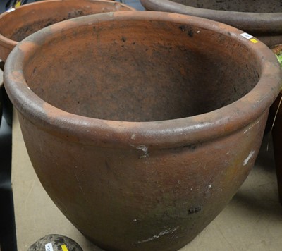 Lot 455 - A pair of salt glaze terracotta garden planters