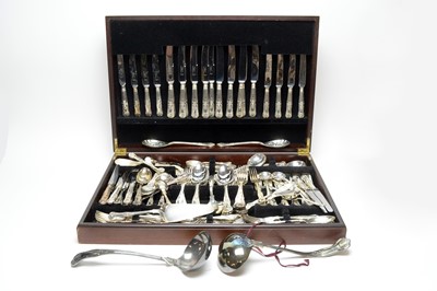Lot 248 - A canteen of silver plated Kings pattern cutlery