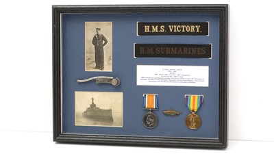 Lot 1034 - A pair of First World War medals, awarded to J63376 Able Bosun G. Smart Royal Navy