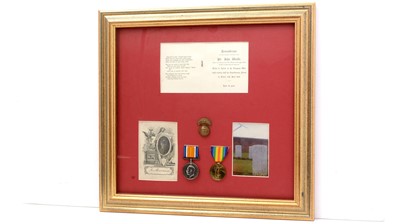 Lot 1035 - A pair of First World War effects, awarded to 7/3812 Private John Westle, Northumberland Fusiliers