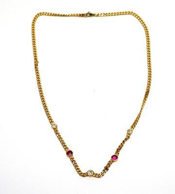 Lot 95 - A 15ct yellow gold Austrian ruby and diamond necklace