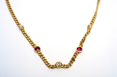 Lot 95 - A 15ct yellow gold Austrian ruby and diamond necklace