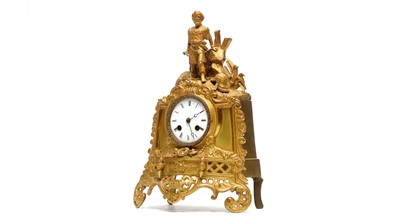 Lot 1250 - A late 19th Century French gilt metal mantel clock