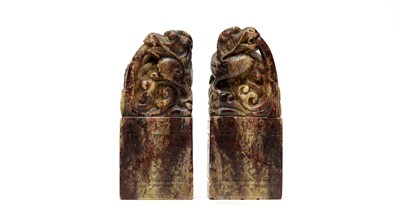 Lot 848 - A pair of Chinese soapstone seals