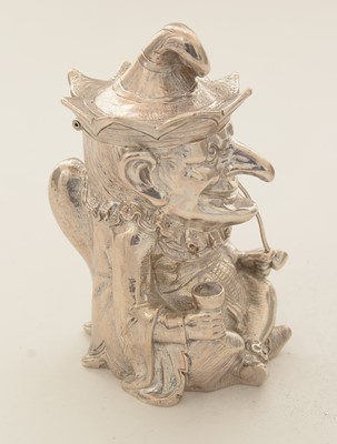 Lot 138 - A Victorian cast silver figural mustard pot