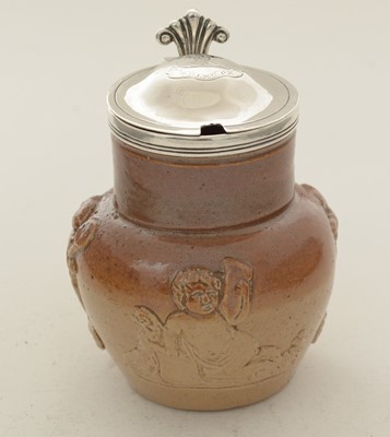 Lot 434 - A Victorian Doulton Lambeth stoneware mustard pot