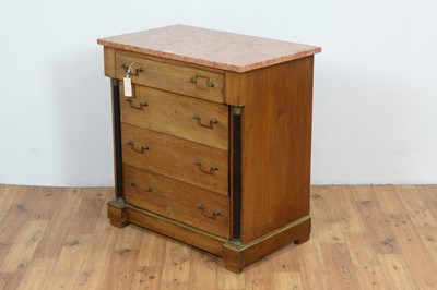 Lot 28 - A 19th Century Continental mahogany and marble-topped chest of drawers