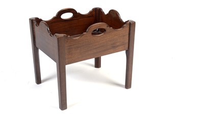 Lot 1382 - A Georgian-style mahogany bottle tray on stand