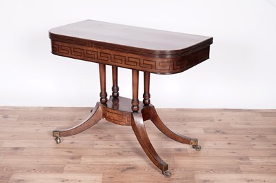 Lot 21 - A Regency inlaid mahogany and rosewood crossbanded card table
