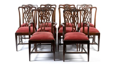 Lot 934 - A set of ten George III style mahogany dining chairs